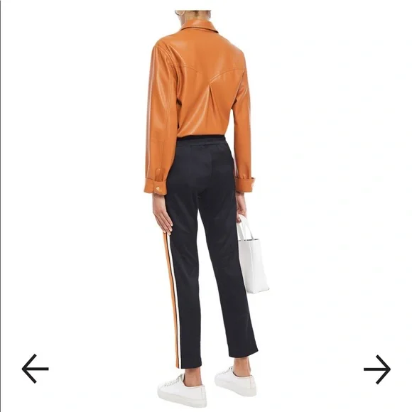 New Sandro Paris Kylian Cropped Striped Satin-jersey Track Pants